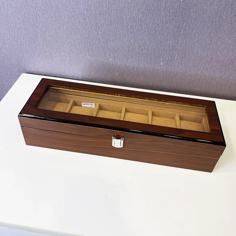 Coffee Wooden 6 Slots Watch Organizer & Gift Case